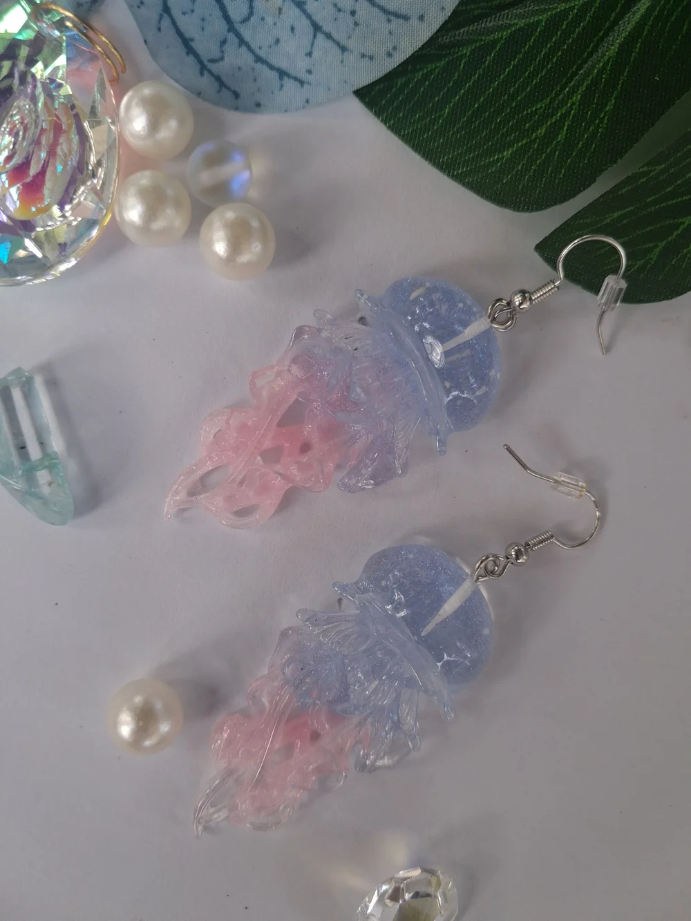 Glow In The Dark Jellyfish Drop Earrings for Kids - Blue & Pink